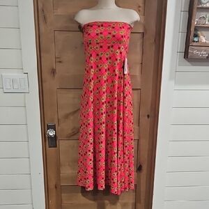 Strapless Floral Maxi Dress in Pink and Yellow Lularoe. Sz Small